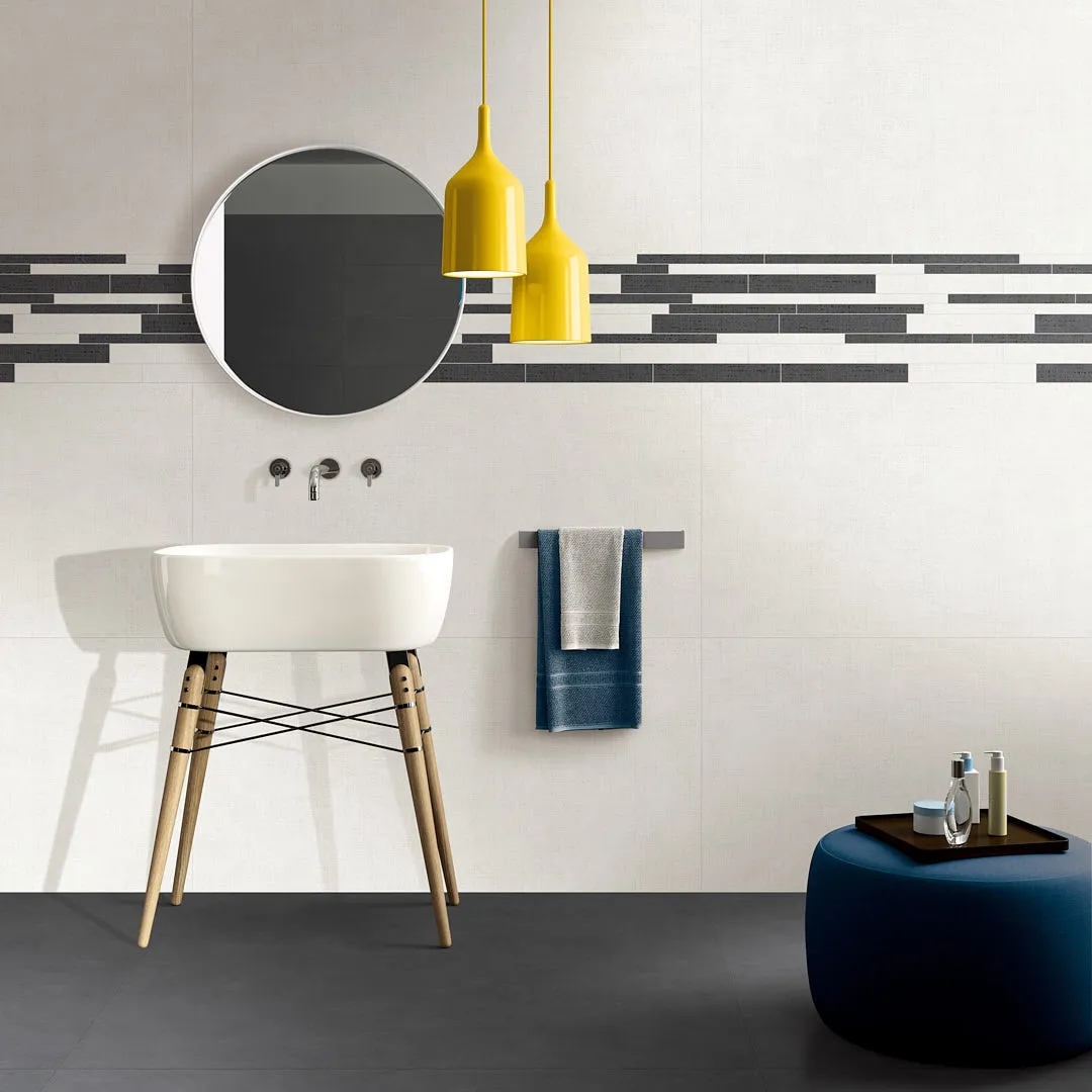 bathroom wall with waterproof ivory cement look porcelain wall tile matte finish
