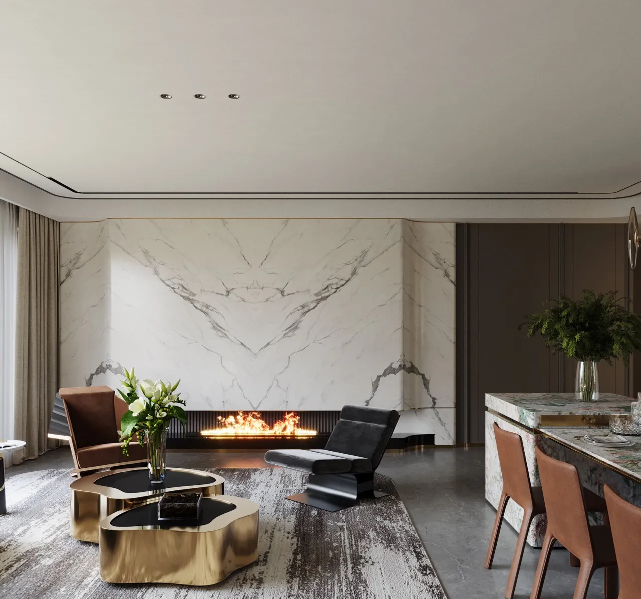 1600×3200×12mm marble look matte textured white sintered stone used for fireplace wall and modern interior decoration