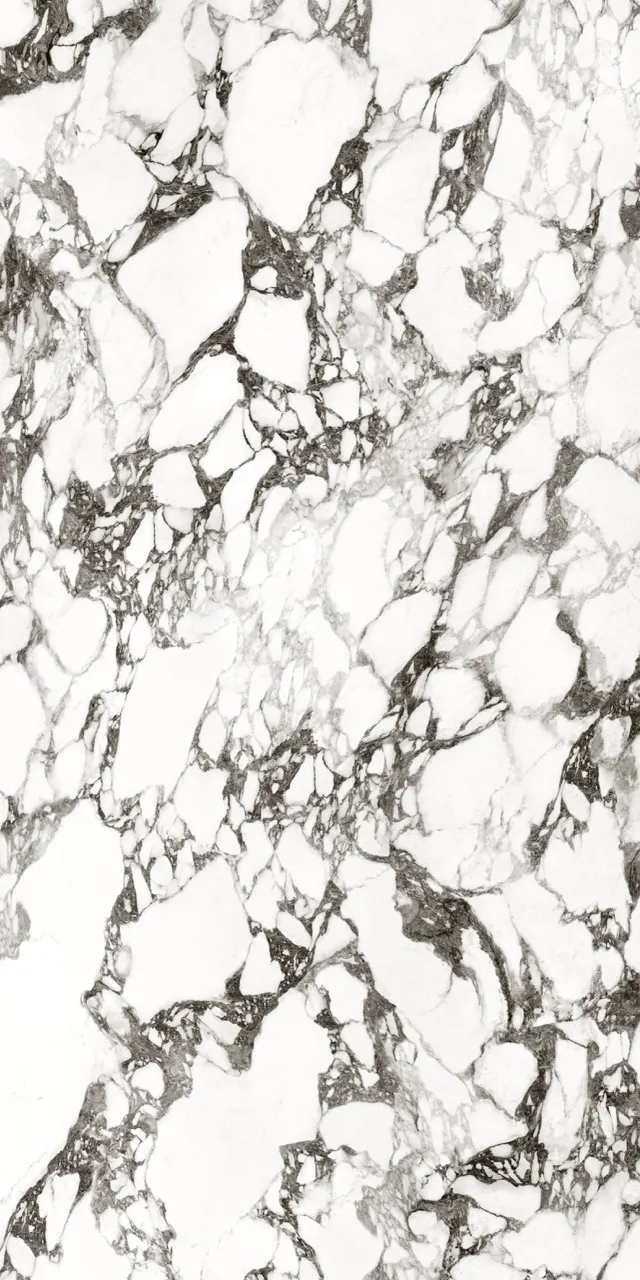 Large format white sintered stone slab with black marble veining matte glazed finish