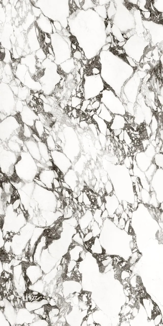 Marble look white sintered stone slab design with black vein matte textured glazed finish
