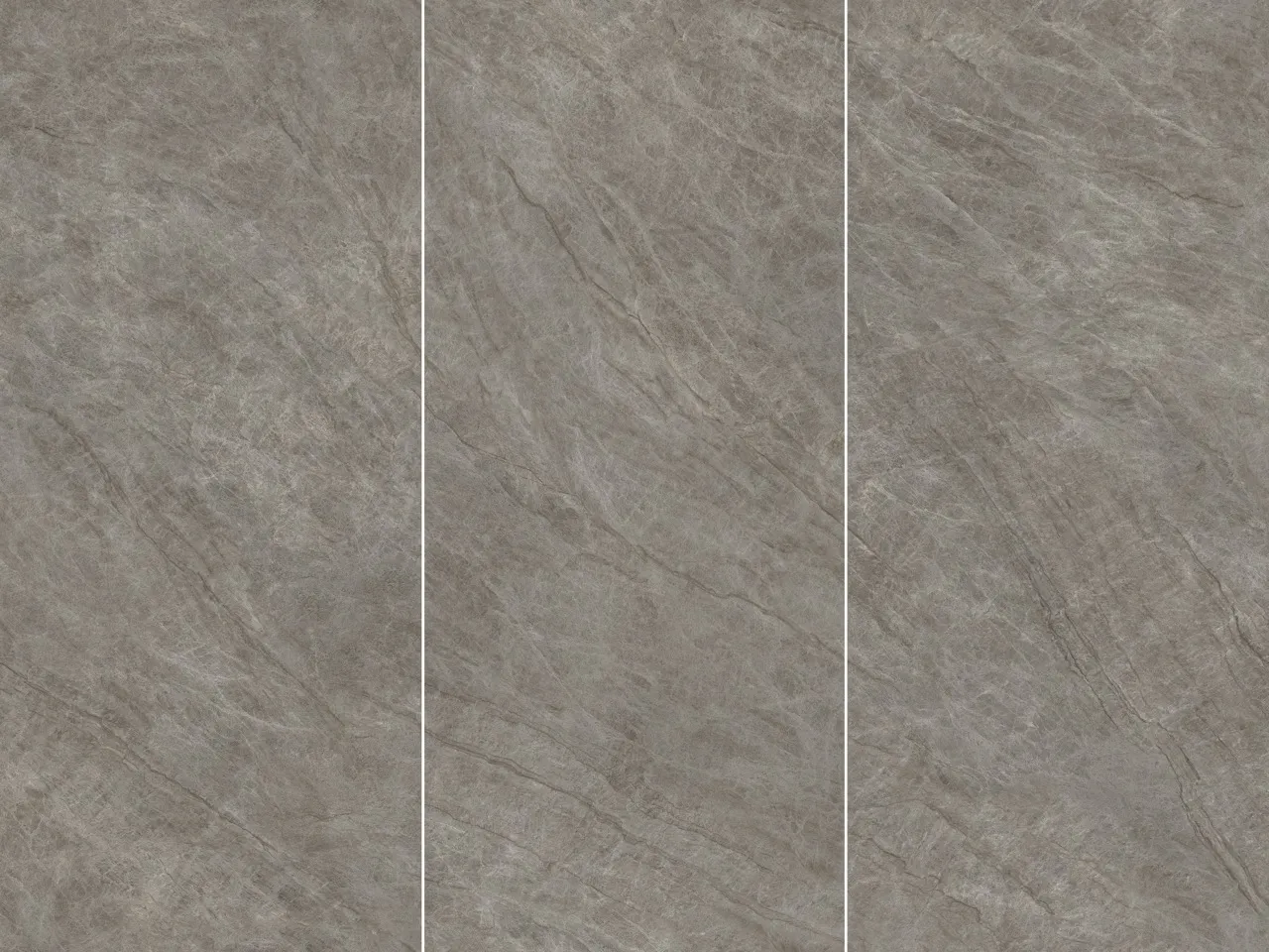 three face continuous vein marble look glossy gray sintered stone slab design with seamless pattern transition