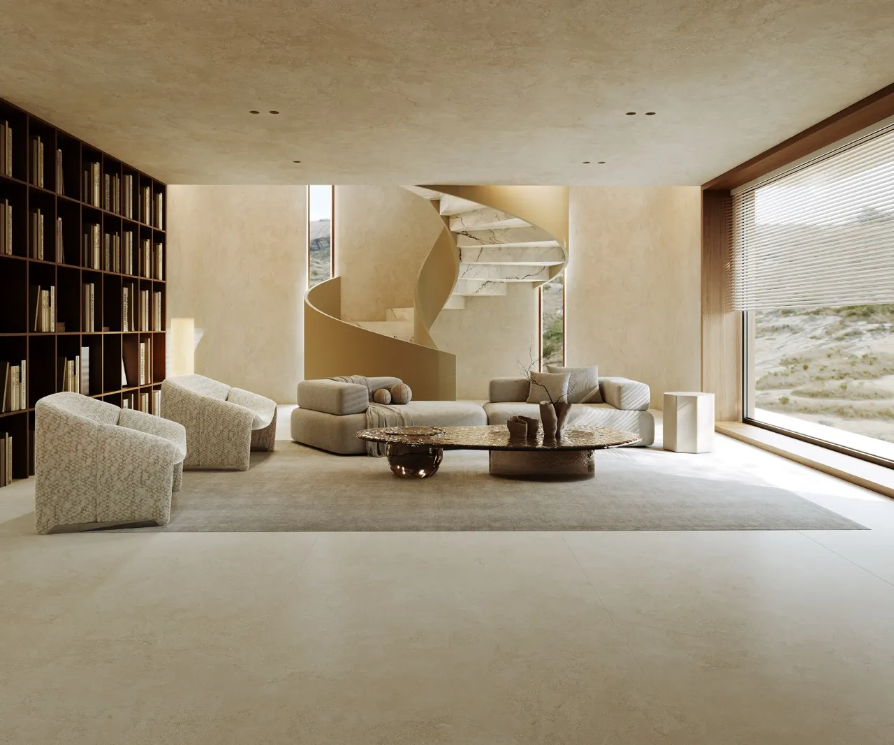 Three Face Random Pattern Beige Limestone Look Sintered Stone MA1228401ST