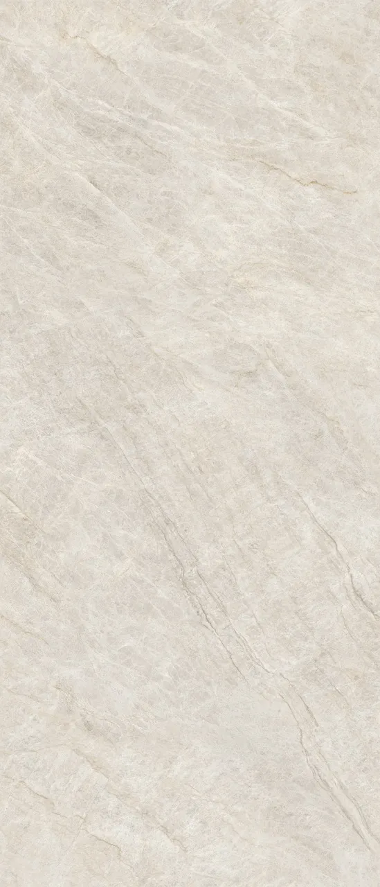 beige marble effect matte textured sintered stone slab with soft natural veining and durable surface finish