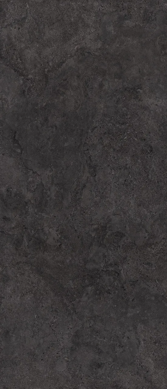 1200x2800mm black limestone look sintered stone slab with matte textured finish and natural stone texture