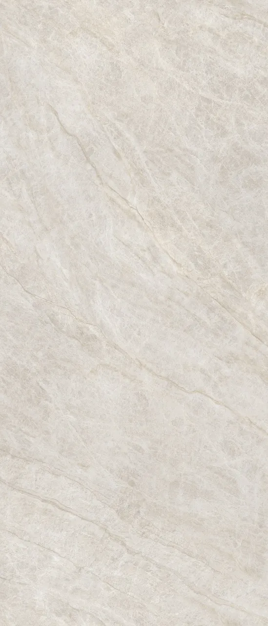 polished glossy beige marble look sintered stone slab with refined stone texture and large format design