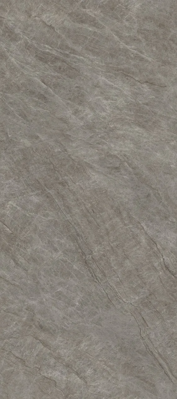 gray marble effect glossy sintered stone slab with natural stone texture and polished glazed finish