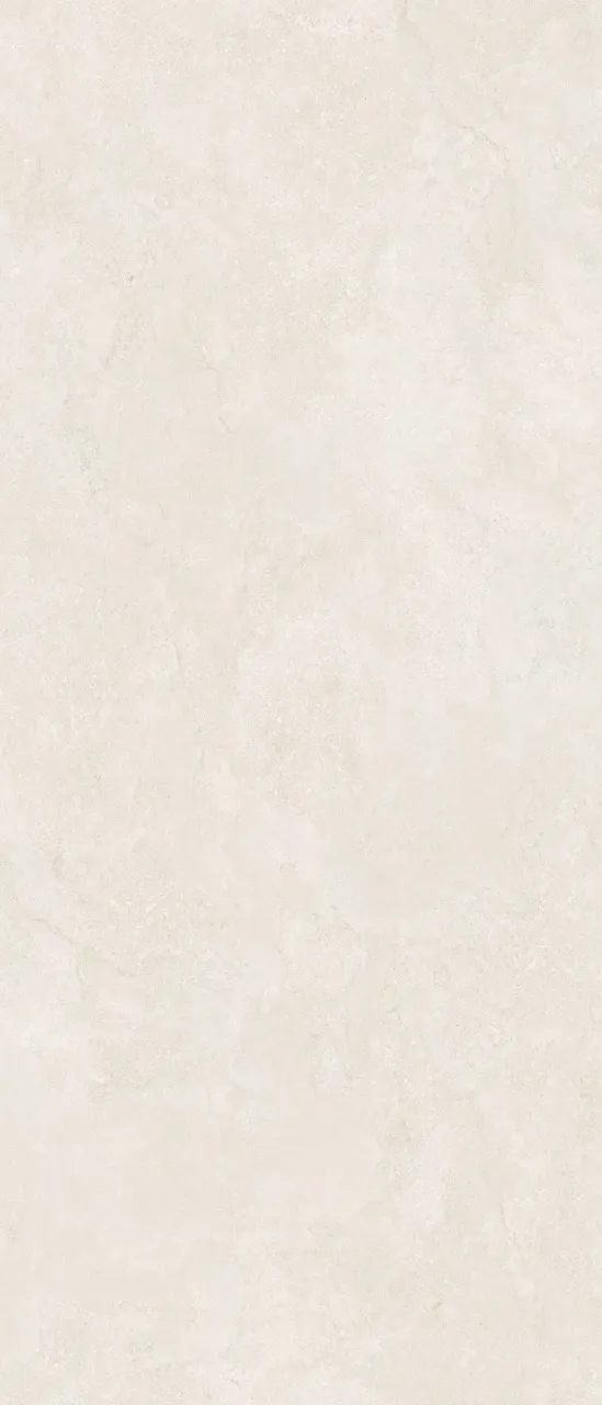 Large format ivory white limestone look sintered stone with natural stone texture and matte finish