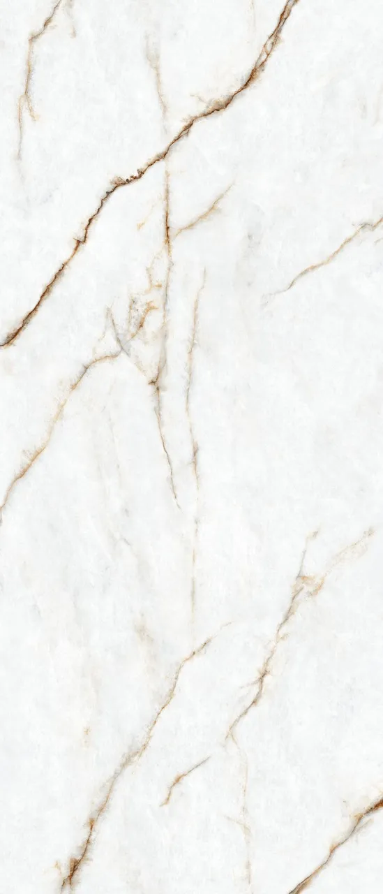 Large Format White Onyx Look Sintered Stone with Gold Marble Veining