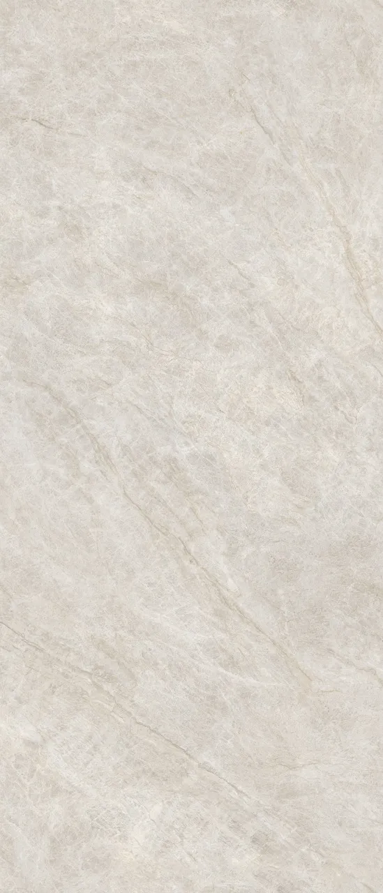 1200×2800mm marble look glossy beige sintered stone slab with soft natural veining and glazed surface finish