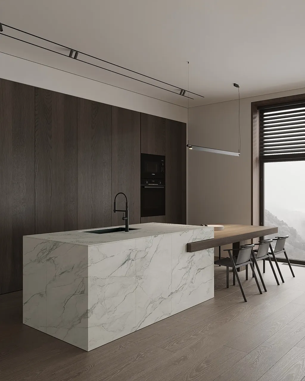 White Marble Look Sintered Stone Kitchen Island Countertop MA1632266ST12