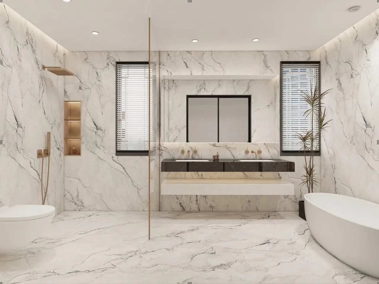 White Marble Look Matte Textured Sintered Stone Bathroom Wall and Floor Application MA1227266ST