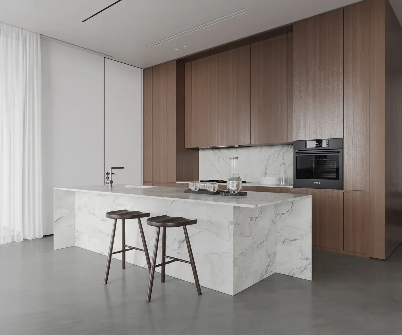 White Marble Look Sintered Stone Countertop and Backsplash MA1632266ST12