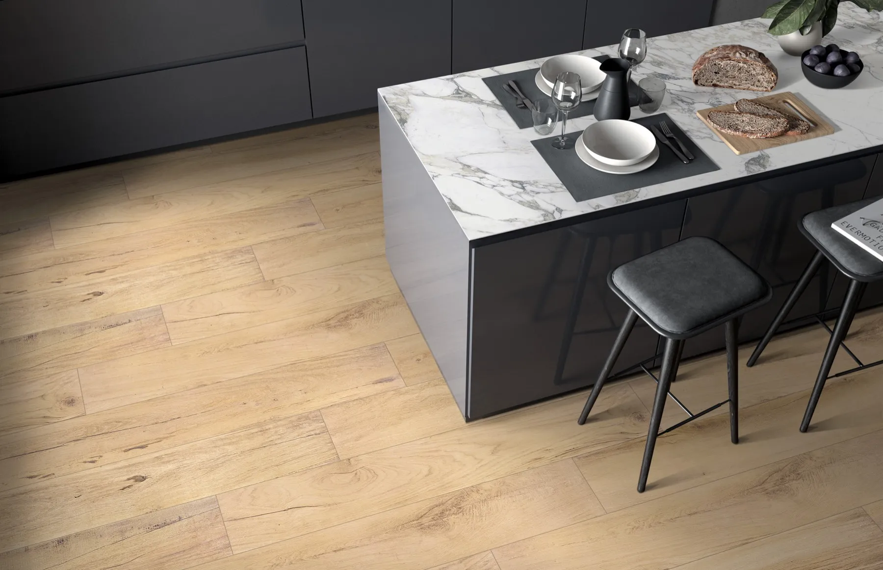 OW902122 Beige Wood Look porcelain tile surface in 200*1200mm with glazed matte textured finish