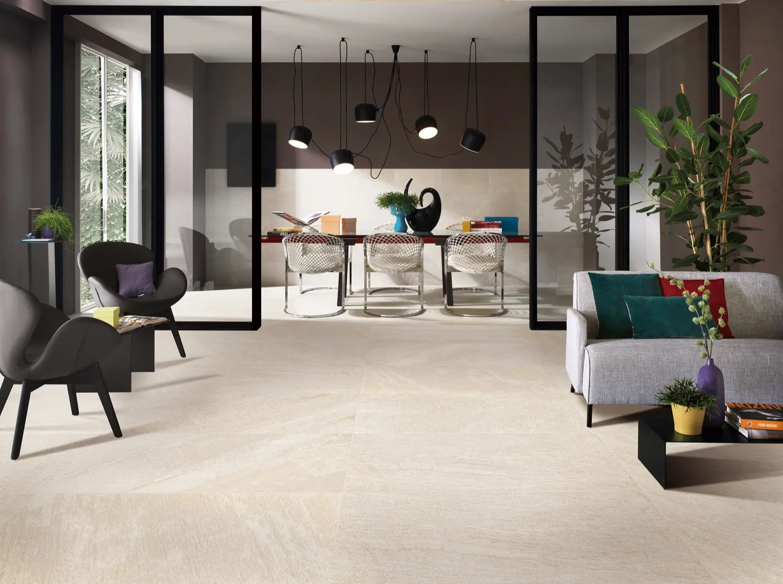 600x600x20mm Glazed Matte Textured Non Slip Beige Slate Look Porcelain Tile Application View - QUABEI43A