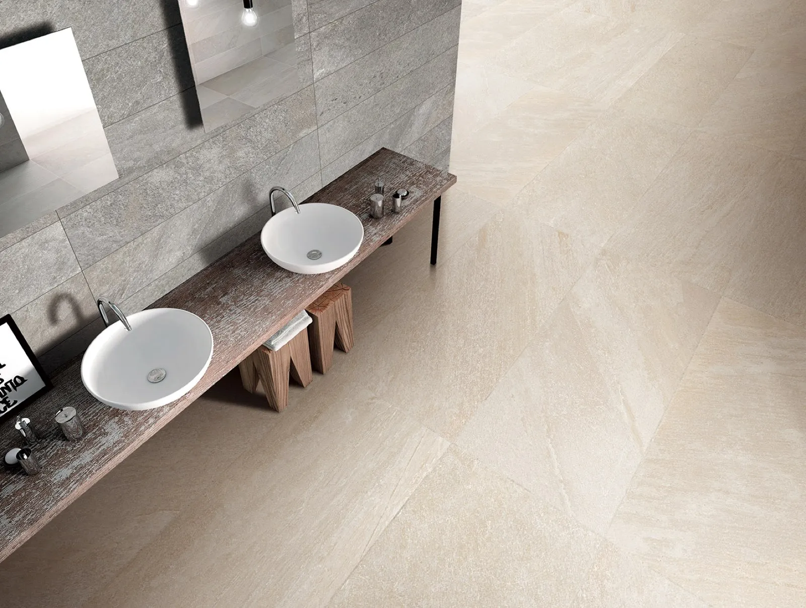 600x600x20mm Glazed Matte Textured Non Slip Beige Slate Look Porcelain Tile Application View - QUABEI43A