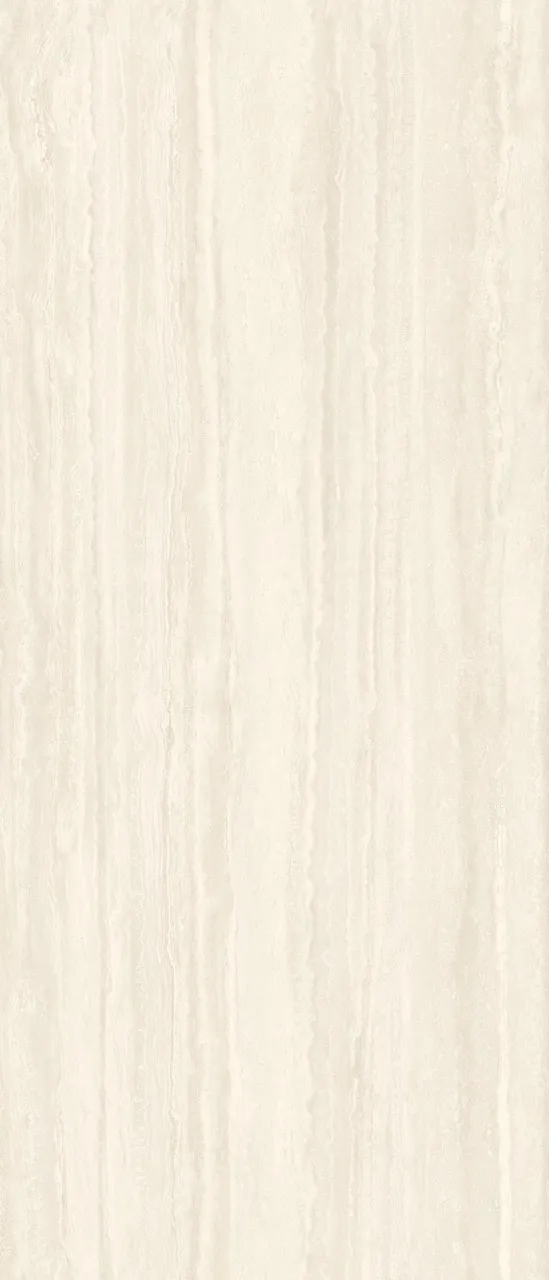 200×2800mm beige yellow travertine look matte textured sintered stone slab with warm linear stone patterns