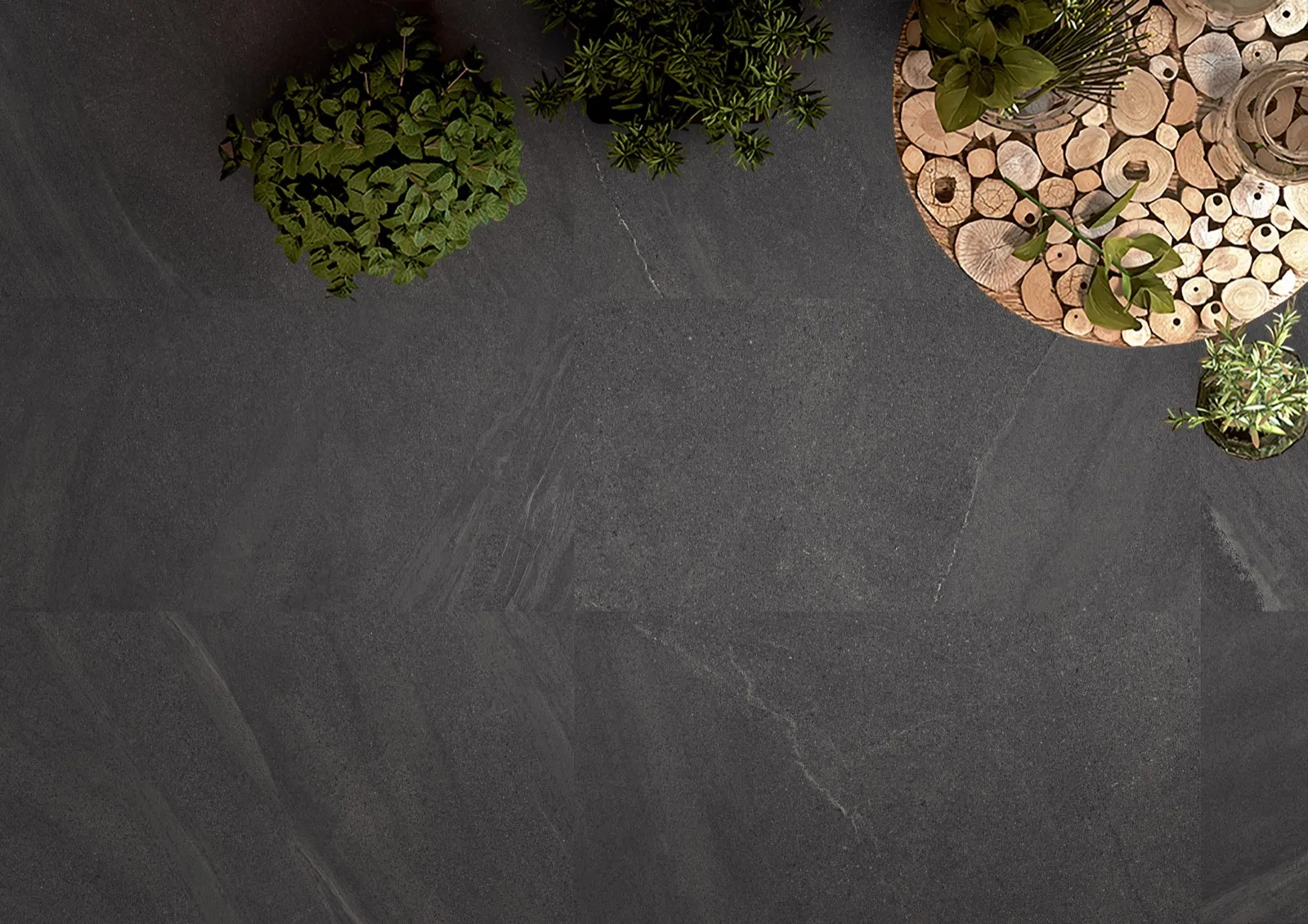 OS517DG126 / OS517DG606 404 black sandstone look porcelain tile in 600*1200mm / 600*600mm (24*48 / 24*24 Inches), shown as a product view showing the tile surface, color tone, pattern, and finish