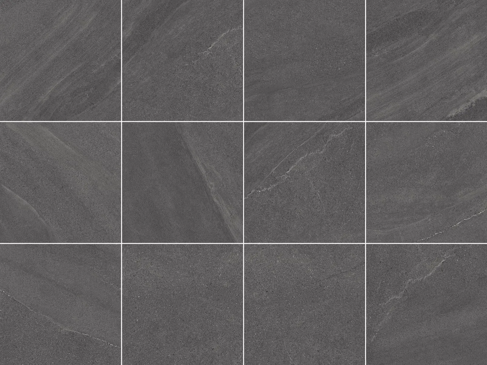 OS517DG126 / OS517DG606 404 black sandstone look porcelain tile in 600*1200mm / 600*600mm (24*48 / 24*24 Inches), shown as a texture layout showing the tile faces, surface pattern, and shade variation