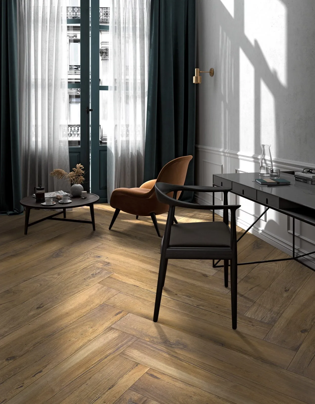 OW905122 Brown Wood Look porcelain tile surface in 200*1200mm with glazed matte textured finish