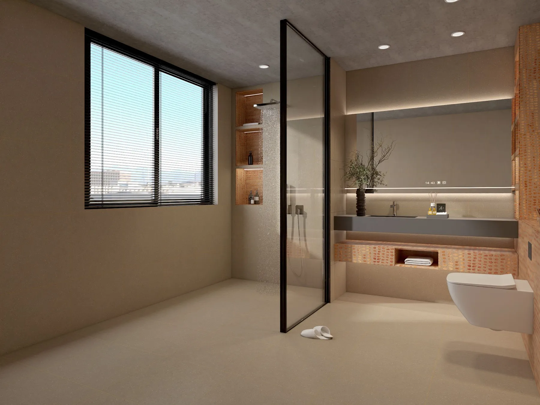 C12626 Brown Terrazzo Look porcelain tile shown in an application-style product view