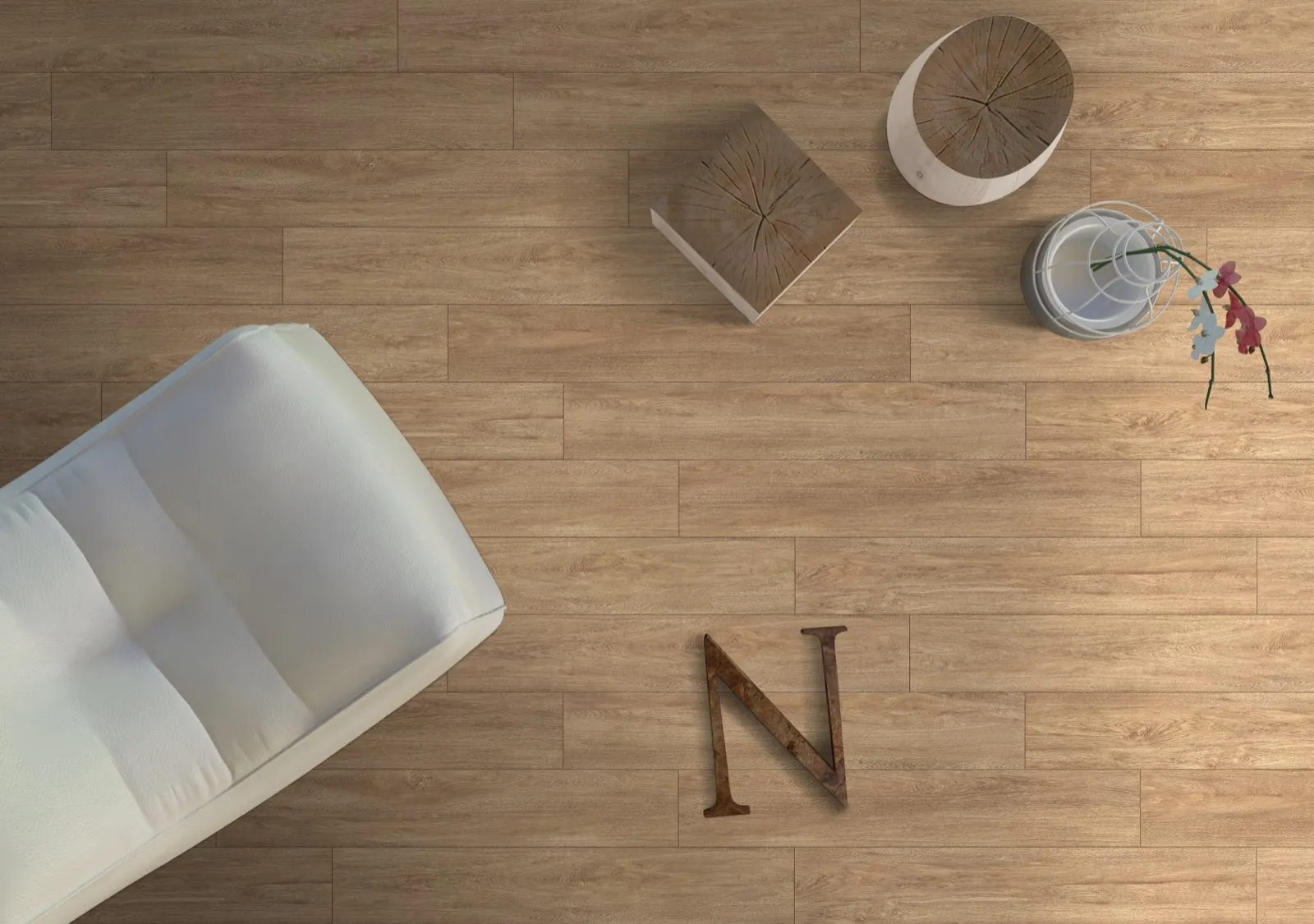 OW6012F122 Brown Wood Look porcelain tile surface in 200*1200mm with glazed matte textured finish