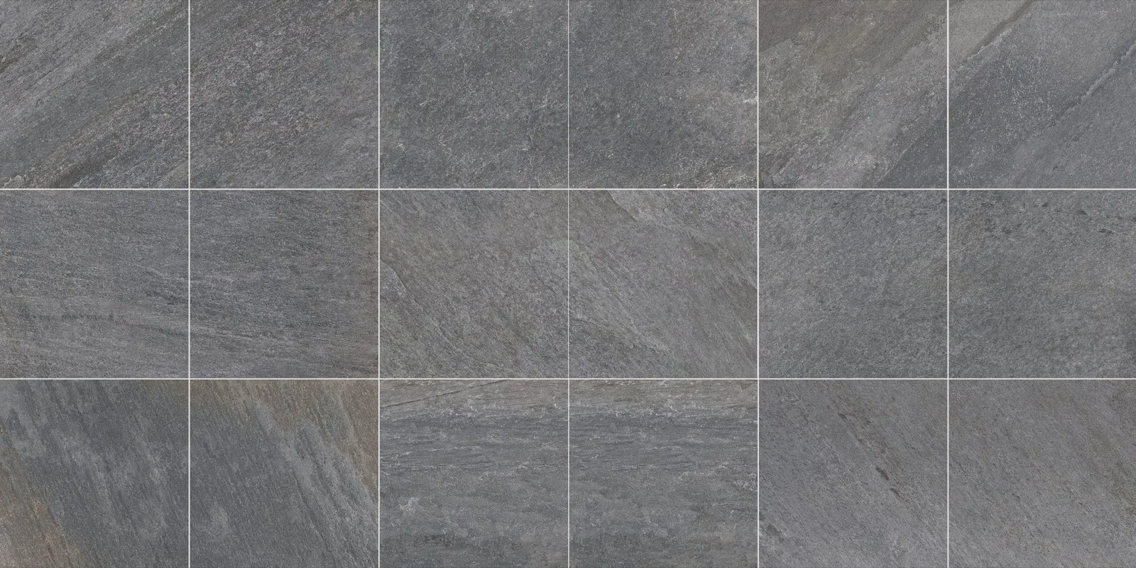 QUACHA46N, QUACHA46A charcoal Quartz Porcelain Tile in 600x1200mm and 600x600mm, shown as a product image showing the tile surface, color tone, veining, and finish
