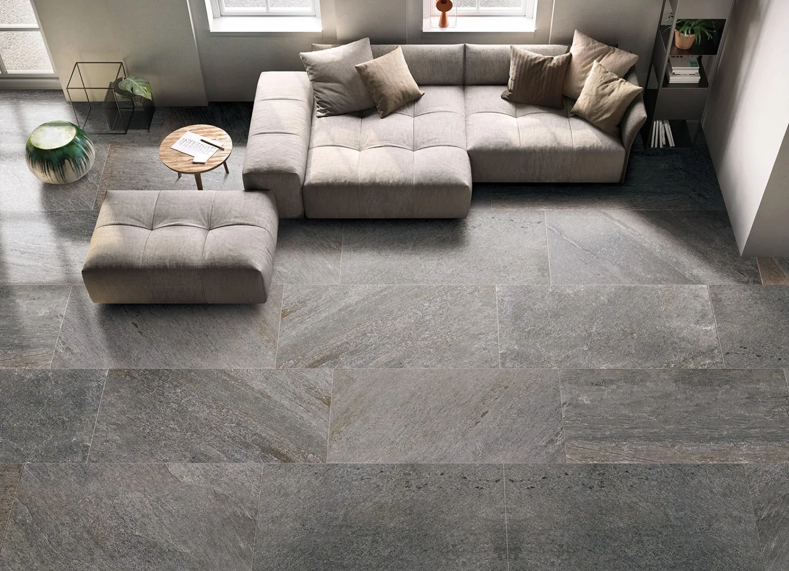 600x600x20mm Glazed Matte Textured Non Slip Charcoal Slate Look Porcelain Tile Application View - QUACHA46A