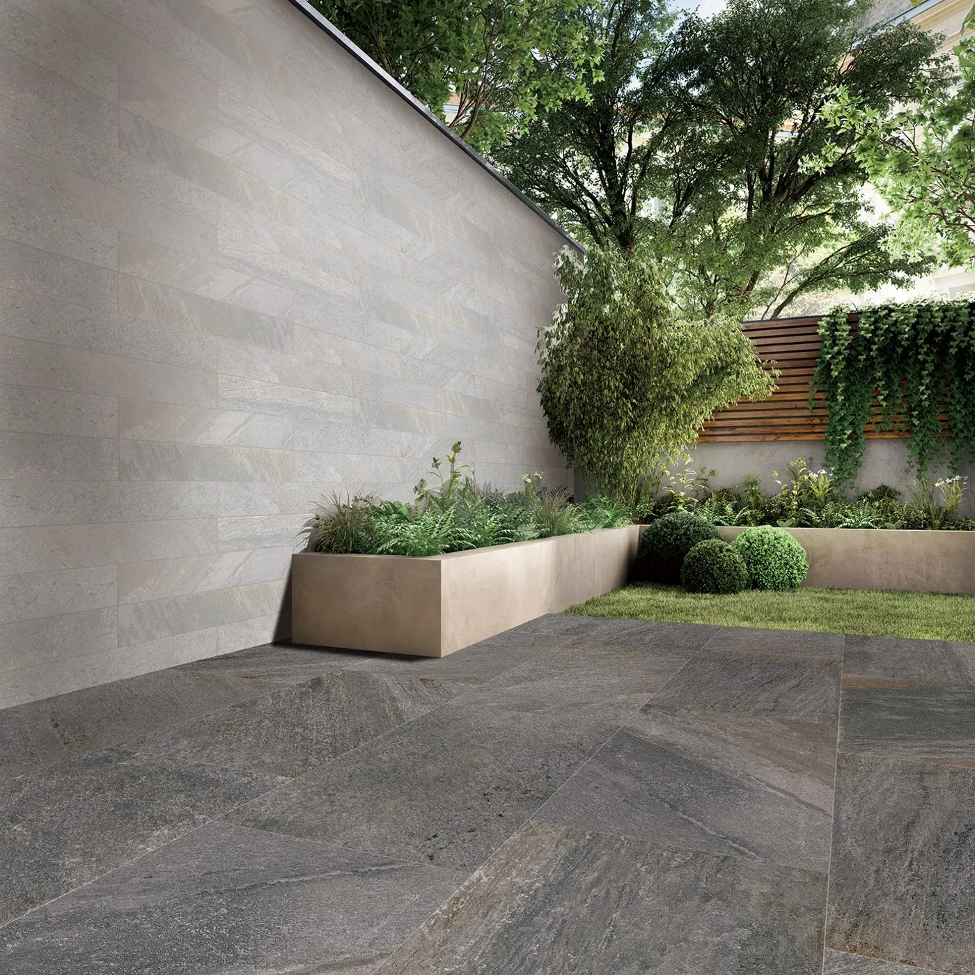 600x600x20mm Glazed Matte Textured Non Slip Charcoal Slate Look Porcelain Tile Application View - QUACHA46A