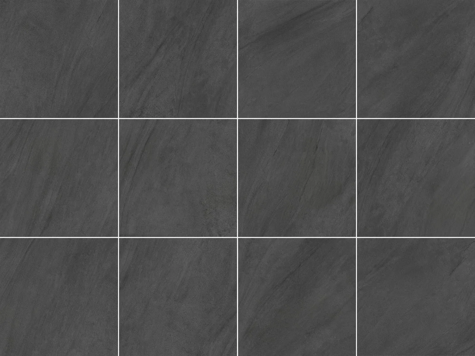 OS757DG126 / OS757DG606 104 charcoal sandstone look porcelain tile in 600*1200mm / 600*600mm (24*48 / 24*24 Inches), shown as a texture layout showing the tile faces, surface pattern, and shade variation