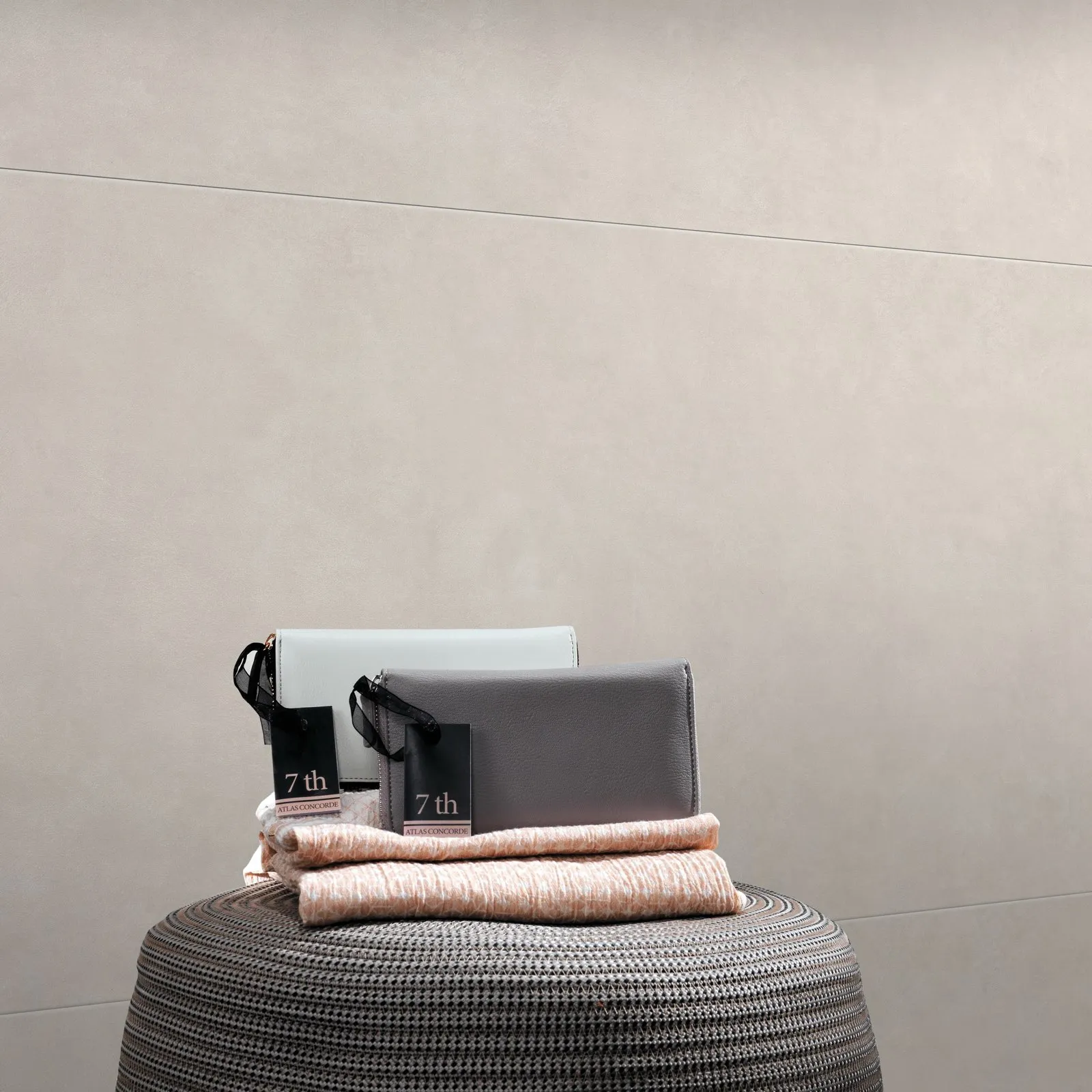 OC532126 greige cement look porcelain tile in 600x1200mm, shown with a gray-beige concrete-inspired surface and glazed matte finish