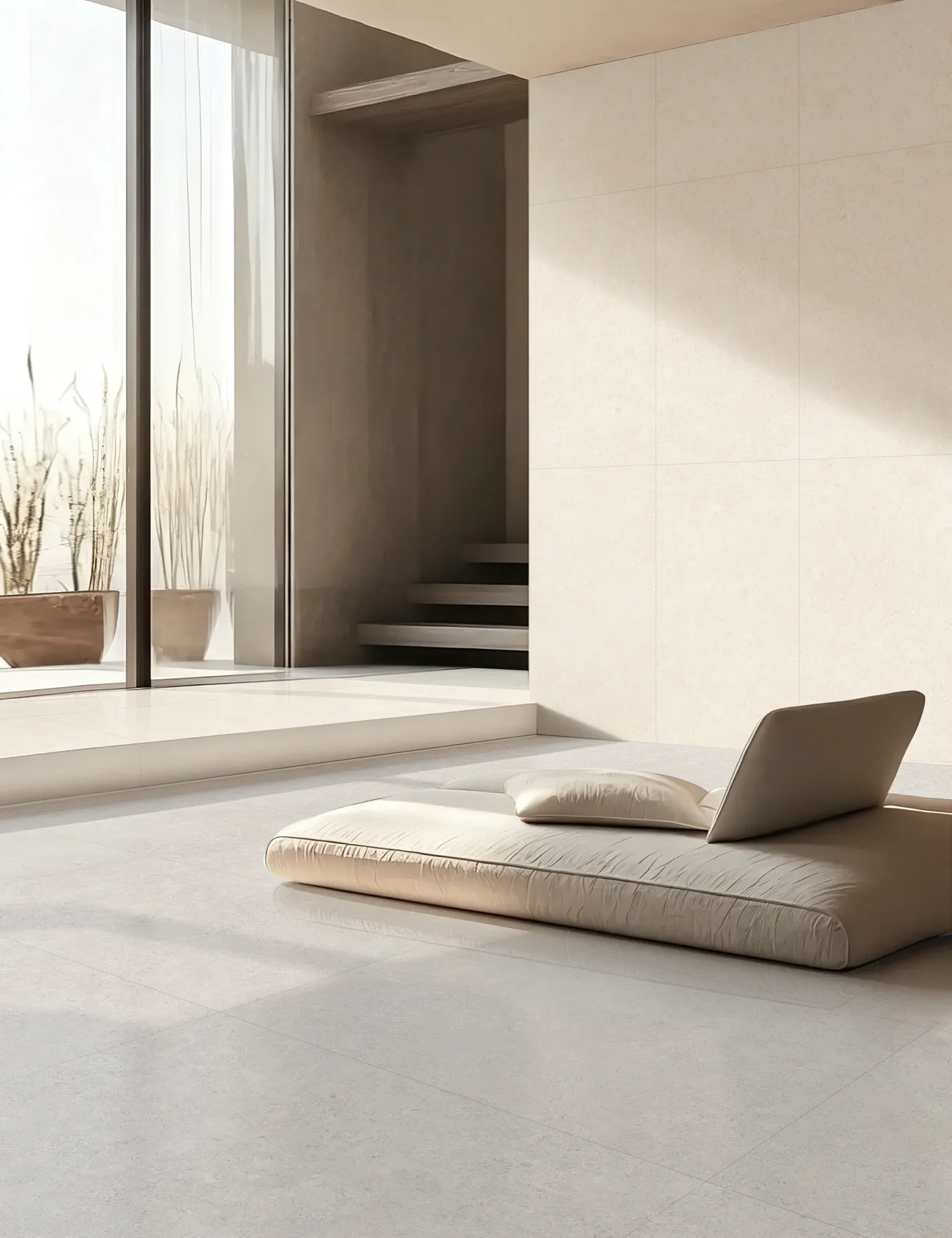 OSL312GL612 / OSL312ST612 gray limestone porcelain tile in 600x1200mm, shown with calm gray stone movement and soft limestone texture