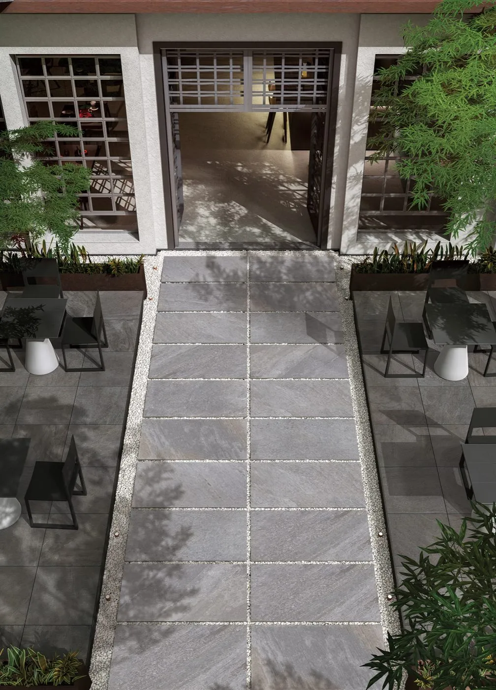 600x600x20mm Glazed Matte Textured Non Slip Gray Slate Look Porcelain Tile Application View - QUAGRY45A