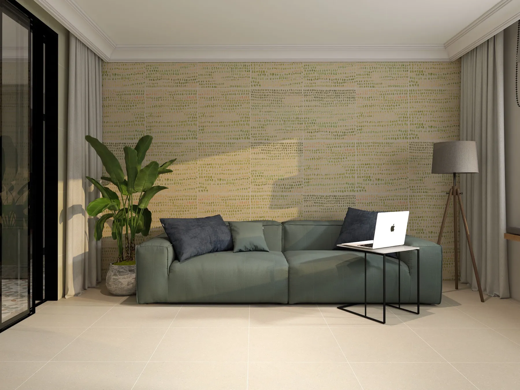 C12622 Sand Terrazzo Look porcelain tile shown in an application-style product view