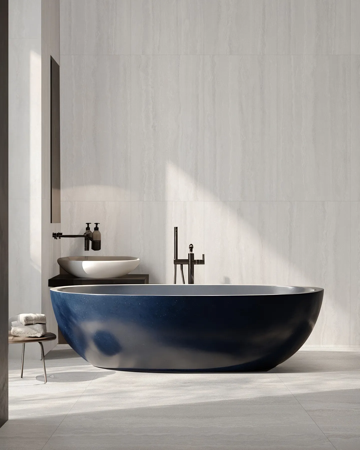 OSL302GL612, OSL302ST612 gray Travertine Porcelain Tile in 600x1200mm, shown as a product image showing the tile surface, color tone, veining, and finish