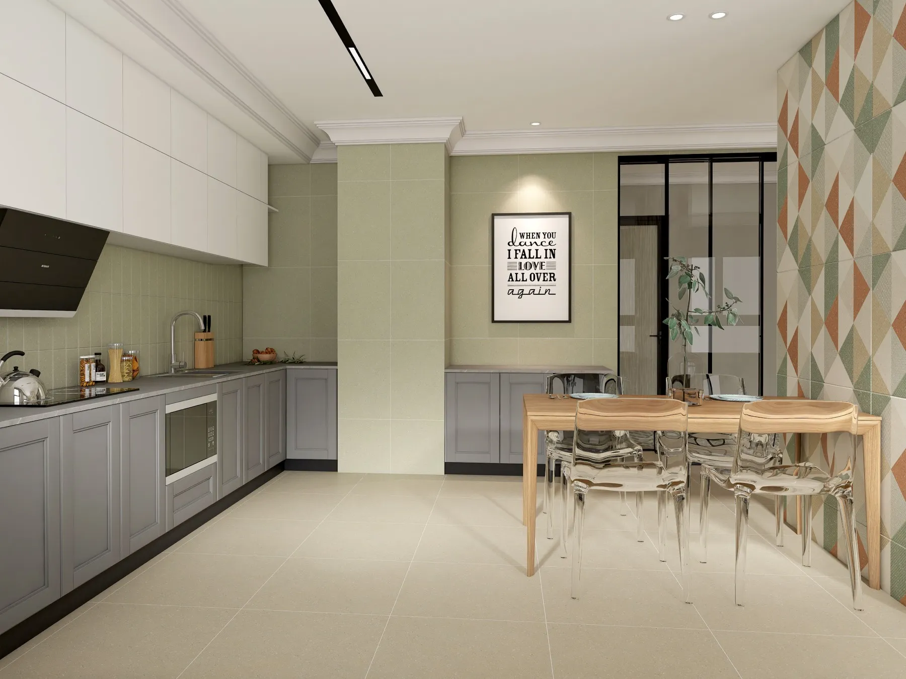 C12623 Green Terrazzo Look porcelain tile shown in an application-style product view