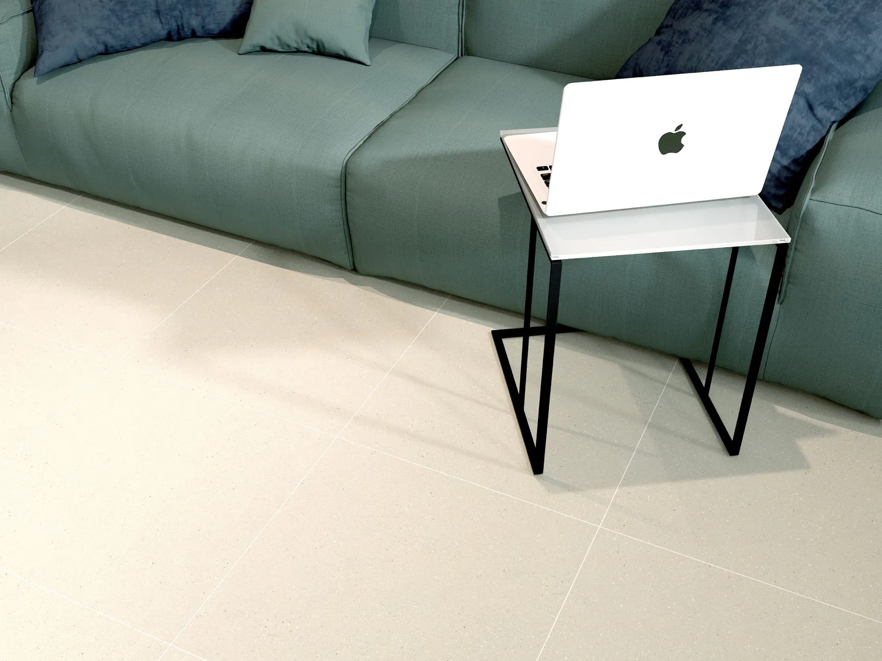 C12621 Ivory Gold Terrazzo Look porcelain tile shown in an application-style product view