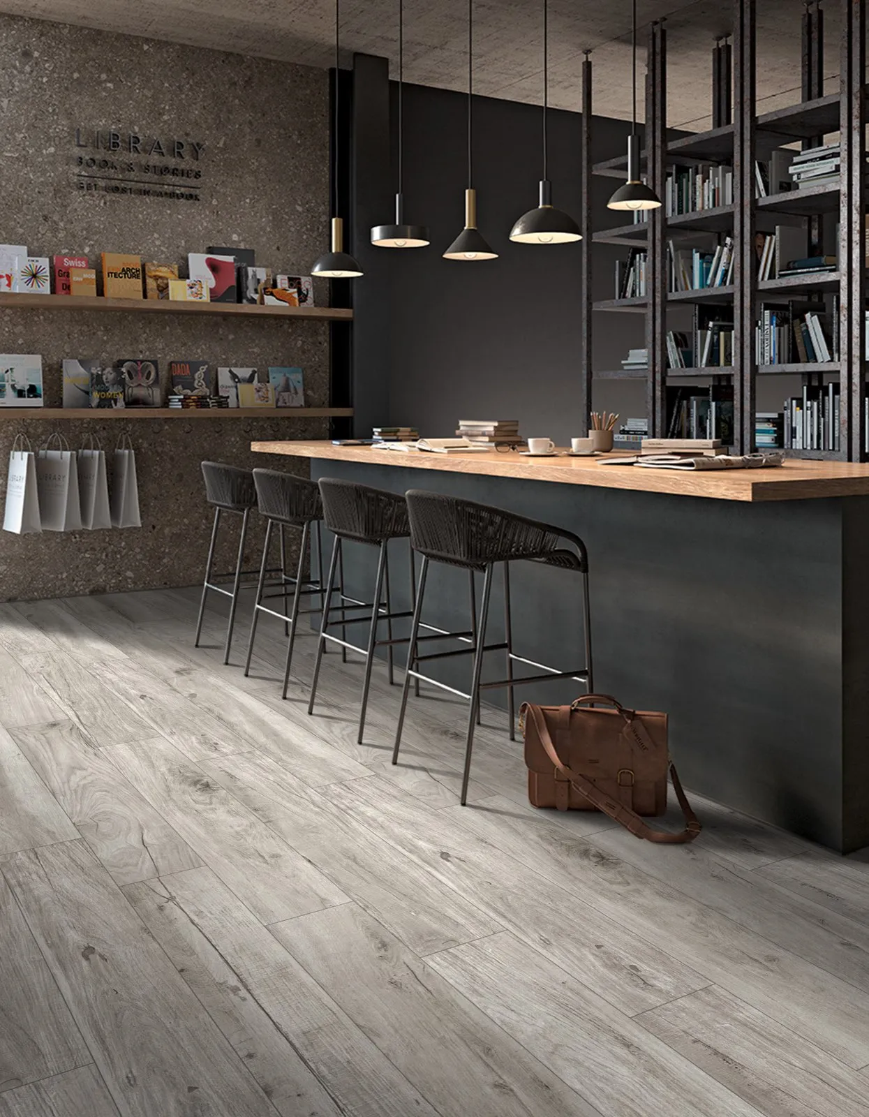 200x1200mm Glazed Matte Textured Gray Wood Look Porcelain Tile Texture Layout - OW903122