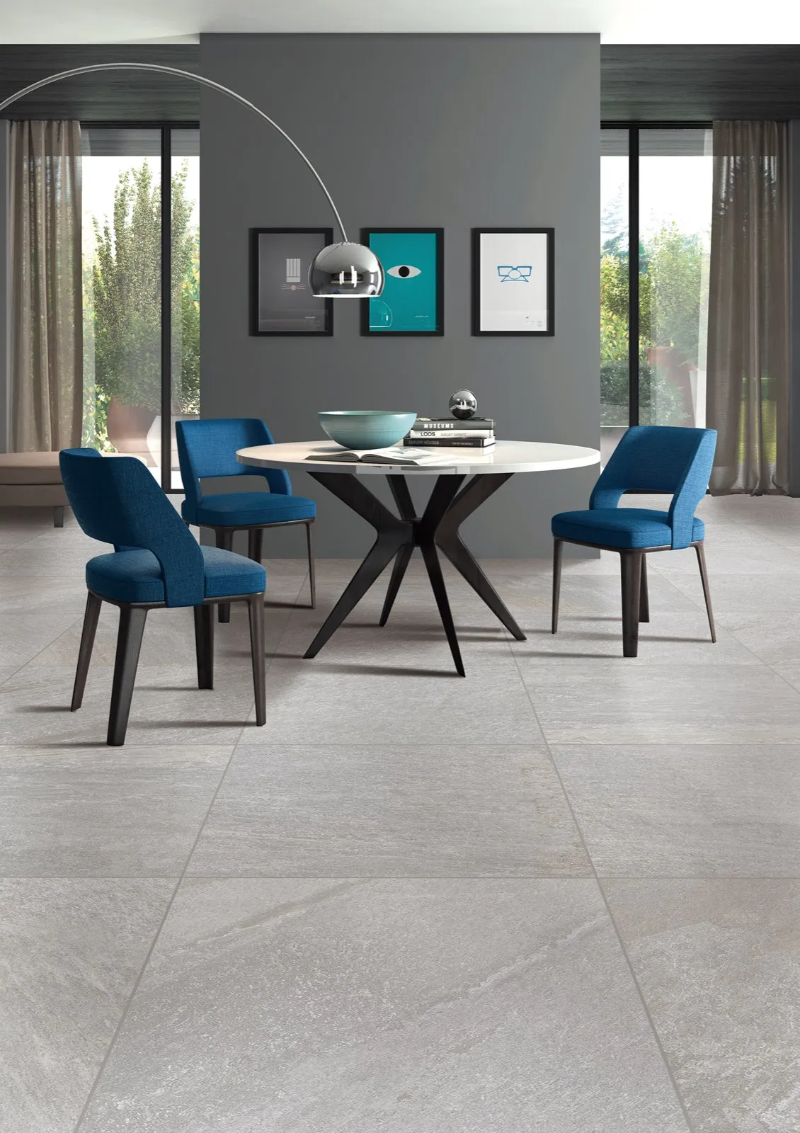 600x600x20mm Glazed Matte Textured Non Slip White Gray Slate Look Porcelain Tile Texture Layout - QUASIL44A