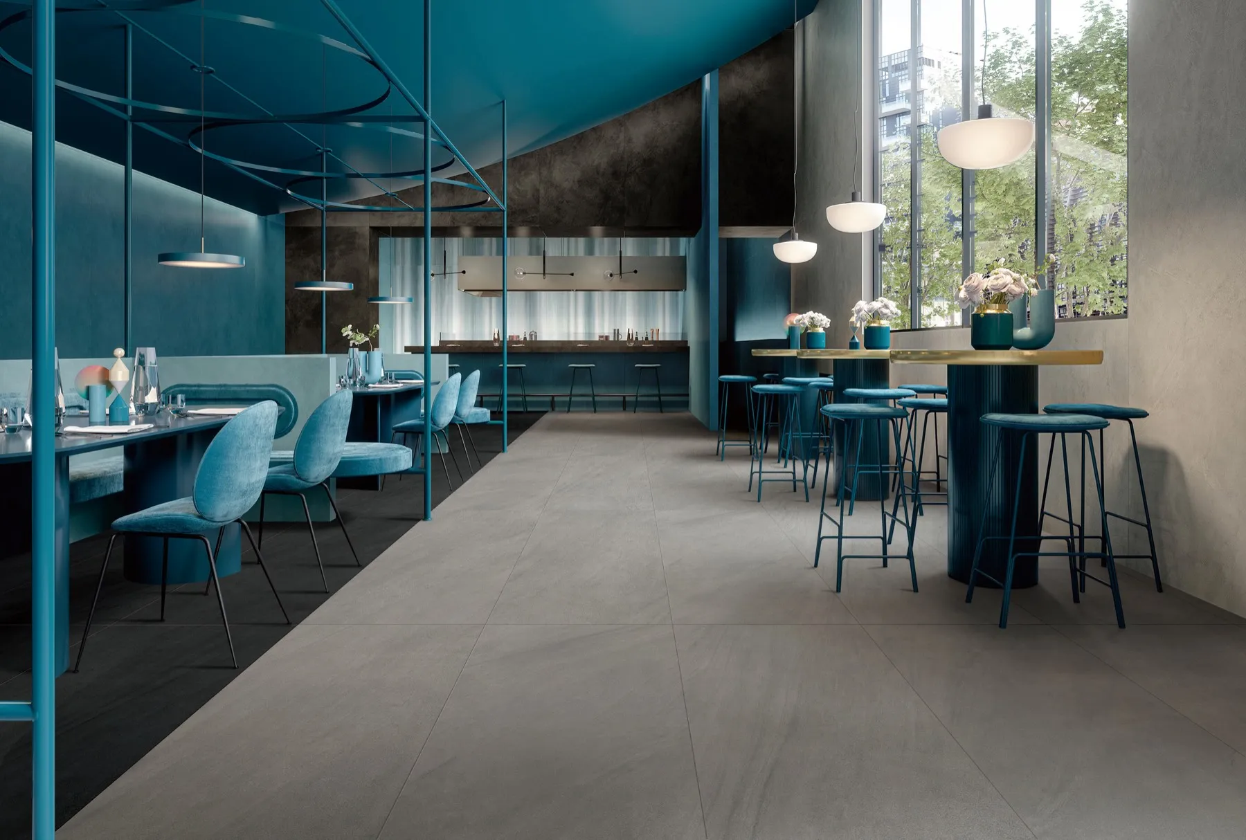 OS753DG126 / OS753DG606 102 gray sandstone look porcelain tile in 600*1200mm / 600*600mm (24*48 / 24*24 Inches), shown as a product view showing the tile surface, color tone, pattern, and finish