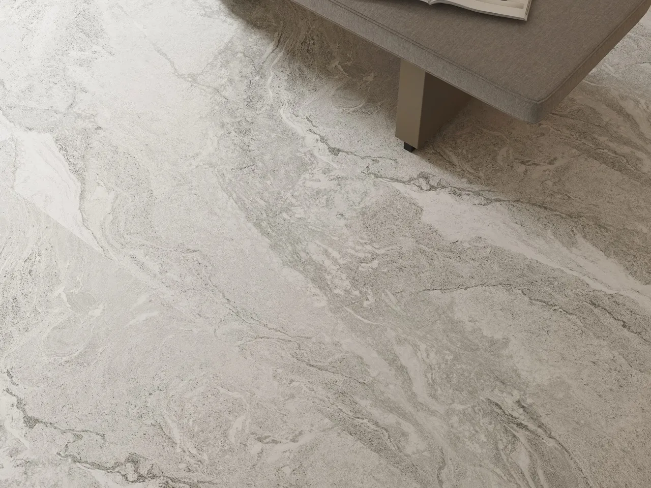 gray white marble look sintered stone floor application MA927261DG
