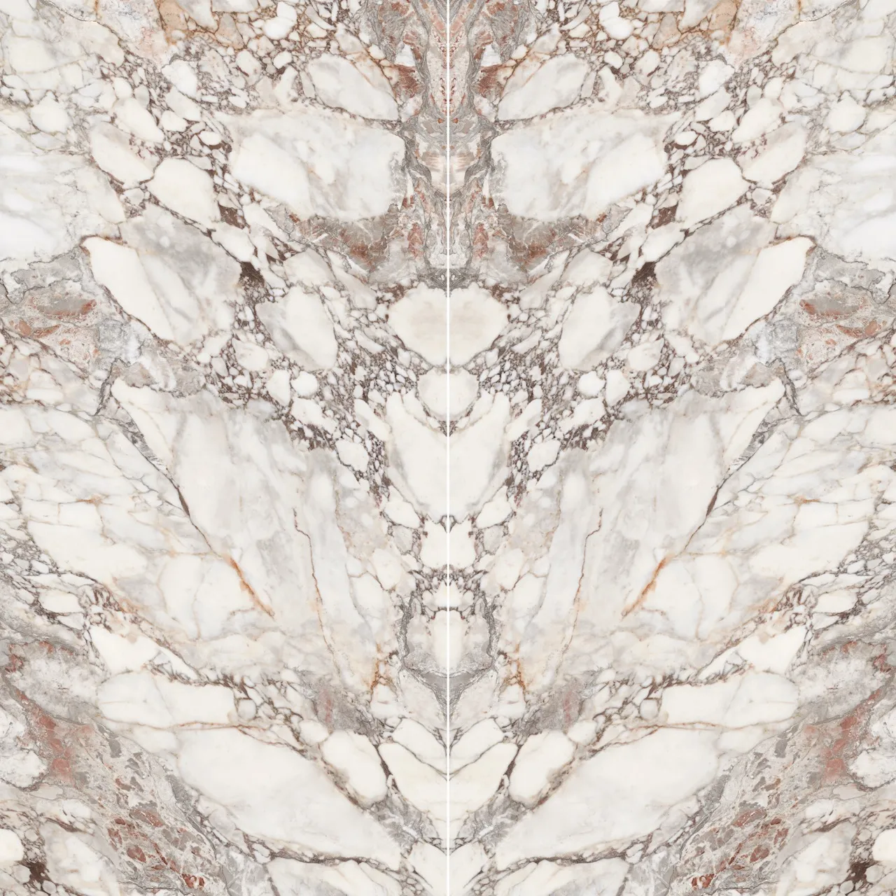 bookmatch marble look white sintered stone slab with dramatic gold and grey veining pattern