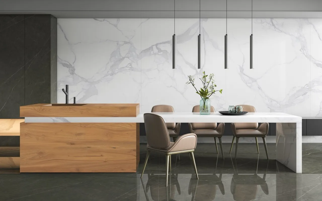 wood look matte sintered stone kitchen wall application OA163212X3047