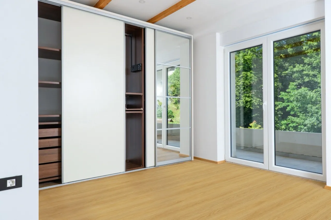 yellow wood brown wood look matte sintered stone bedroom floor application OQA163212X392