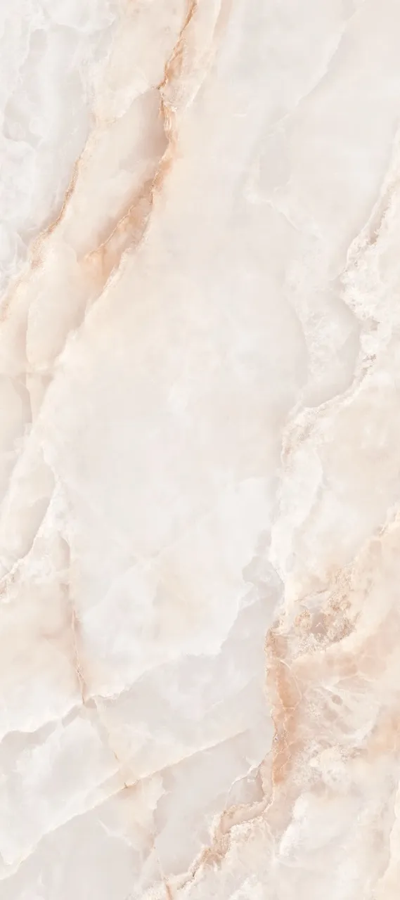 1200×2700mm pink white onyx look glossy glazed sintered stone slab with soft translucent textures and delicate blush mineral veining