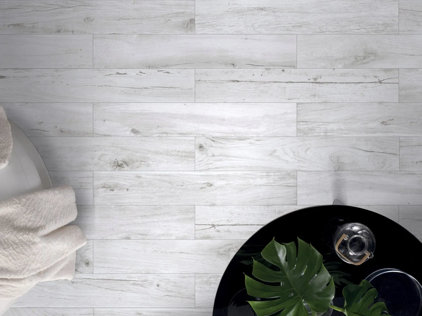 200x1200mm Glazed Matte Textured White Gray Wood Look Porcelain Tile Texture Layout - OW900122