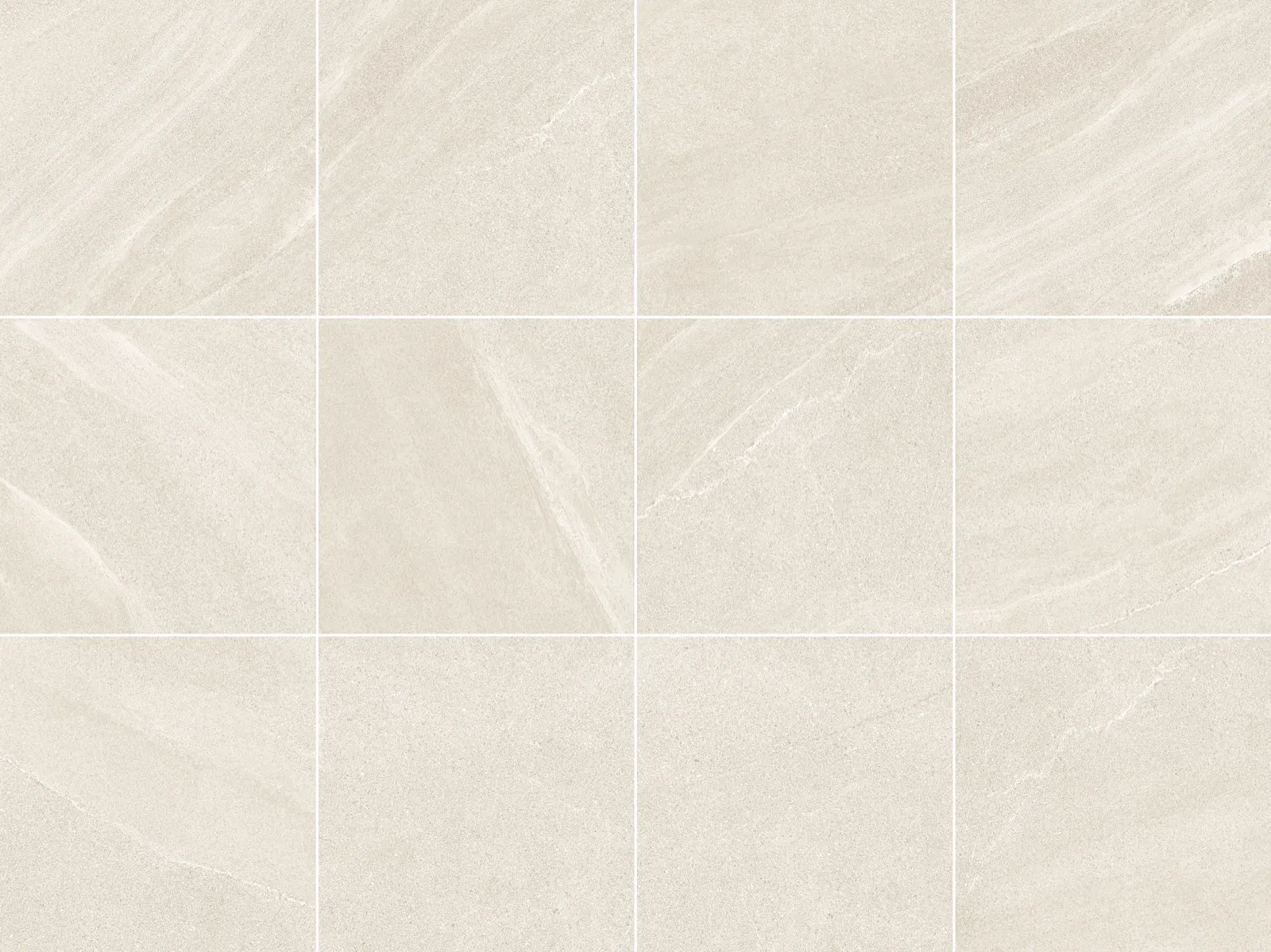 OS512DG126 / OS512DG606 403 white gray sandstone look porcelain tile in 600*1200mm / 600*600mm (24*48 / 24*24 Inches), shown as a texture layout showing the tile faces, surface pattern, and shade variation