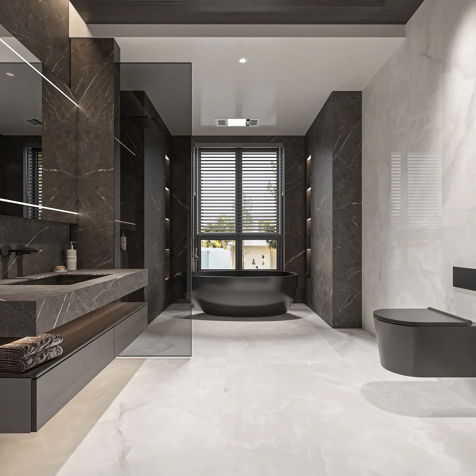 FM189791LEV White Onyx Look porcelain tile shown in an application-style product view