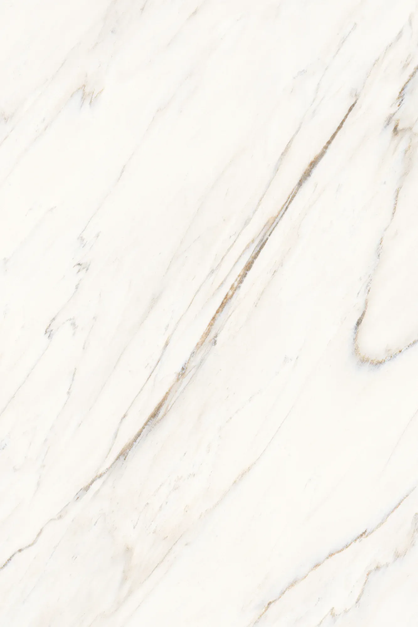 Full slab face of Aureate Drift white and gold marble look sintered stone
