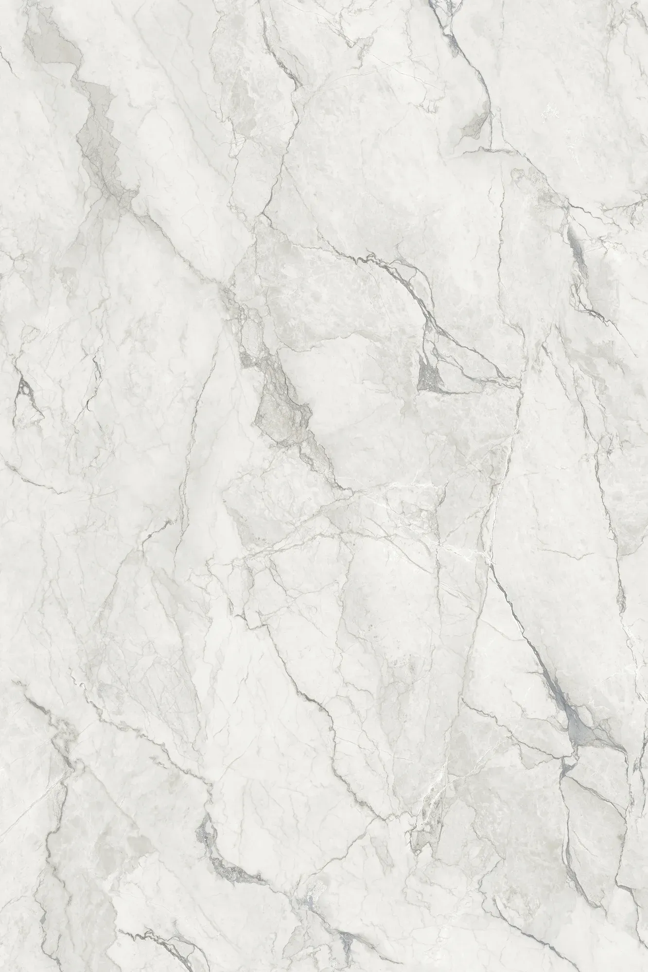 Full slab face of Camouflage white gray marble look sintered stone