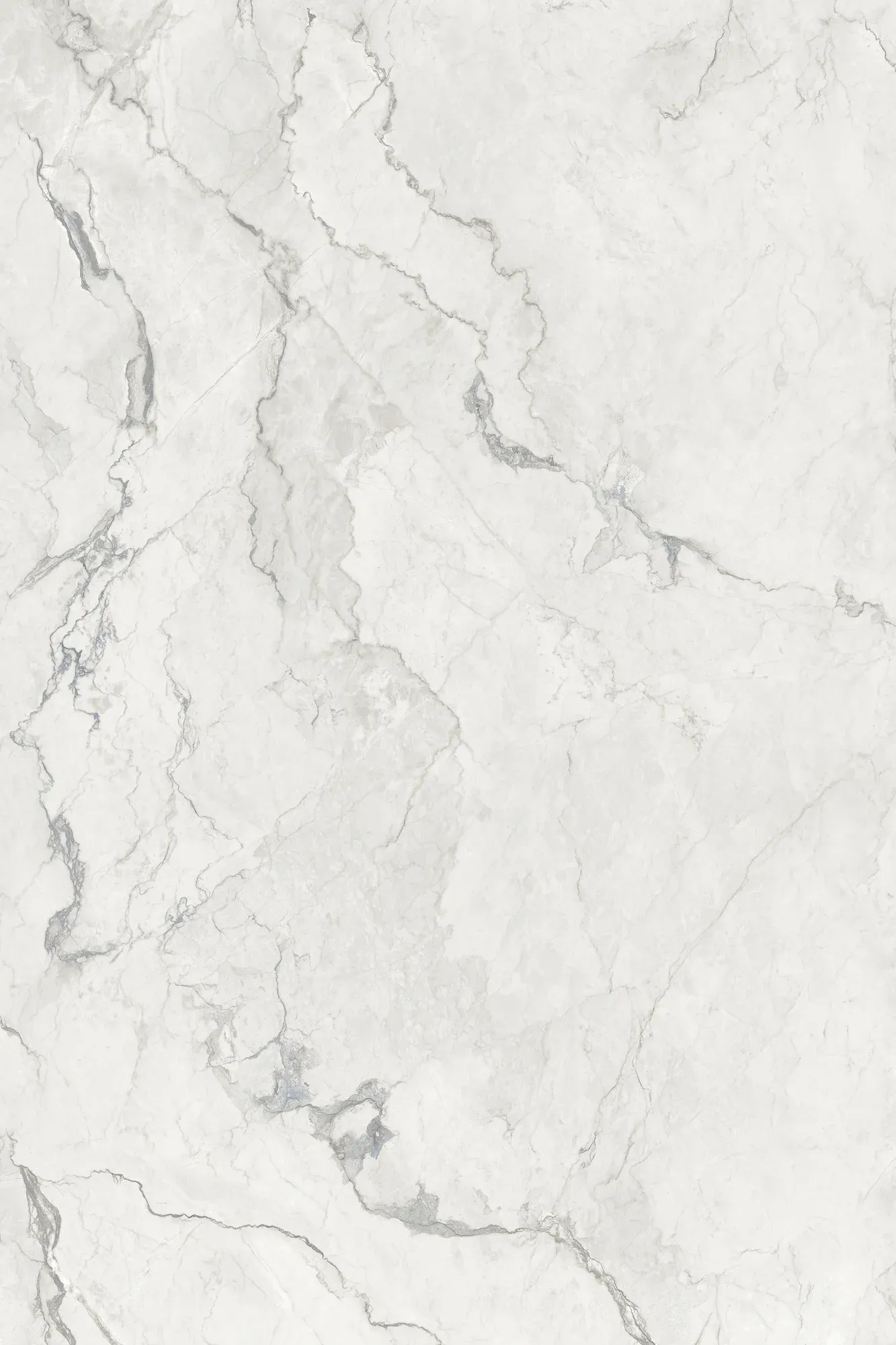 Full slab face of Camouflage white gray marble look sintered stone